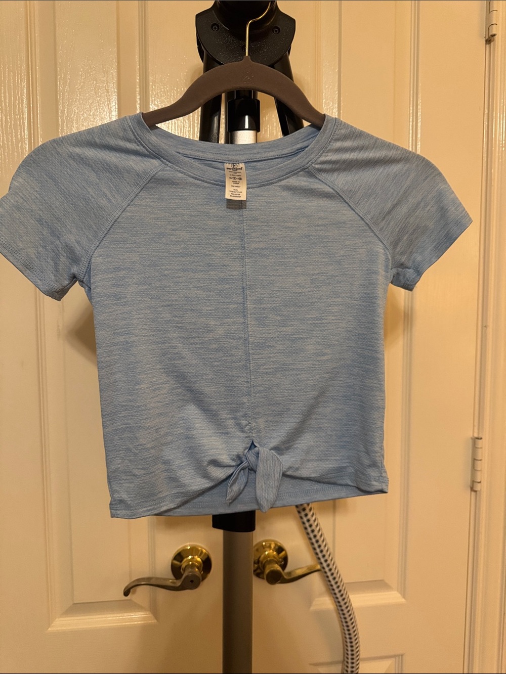 90 Degree By Reflex Light Blue Short Sleeve Tie-Front Tee